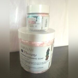 AMINNAH Whipped Foaming Soap and Lip Scrub Set - Pink